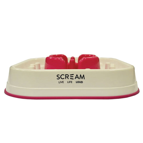 Scream Scream SLOW FEED INTERACTIVE DOG BOWL Loud Pink 28x28x7cm