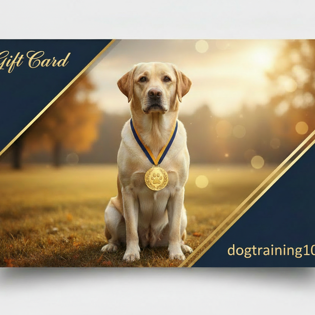 Write in a nice font Gift Card in the top left corner and dogtraining101 in the bottom right corner